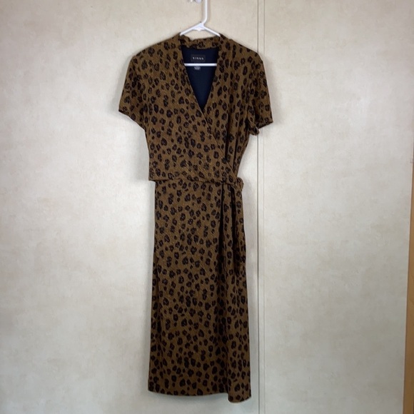 Virgo Metalic Leopard Print Faux Wrap Dress Size 16 - Picture 1 of 9